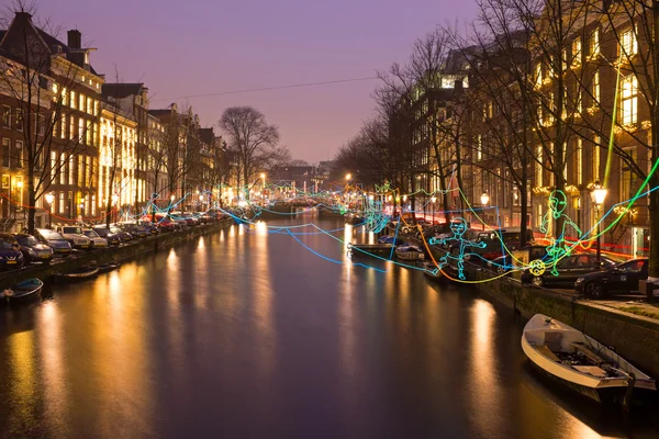AMSTERDAM, THE NETHERLANDS - January 4, 2016: Light festival in