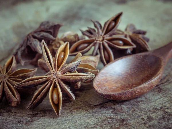 star anise on  wood background
