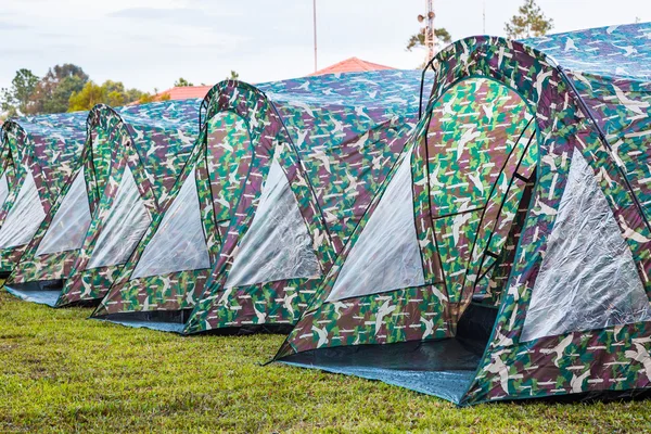 Dome tents in a row