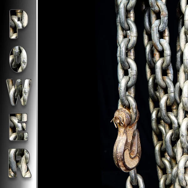 Black Background - Heavy Duty Chains - CONCEPT:  Power - Strength - Unbreakable