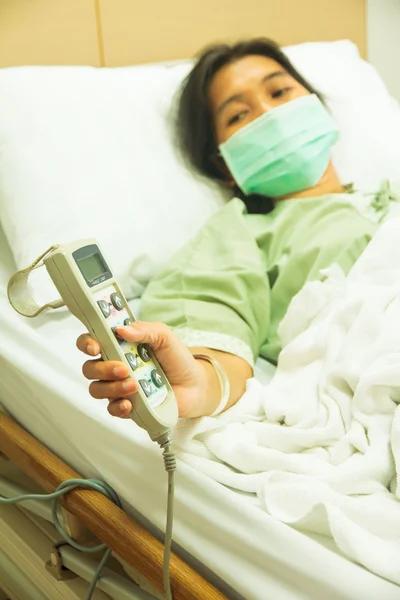 Hospital Bed Remote in Patient Room - Stock Image