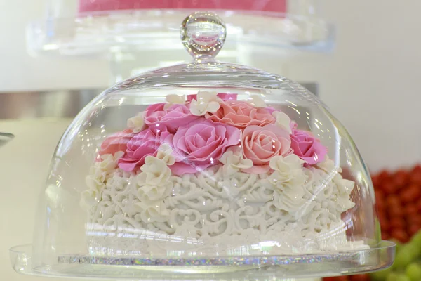 Stock Photo cake on cake stand under glass dome