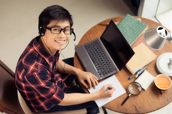 Young man in headset