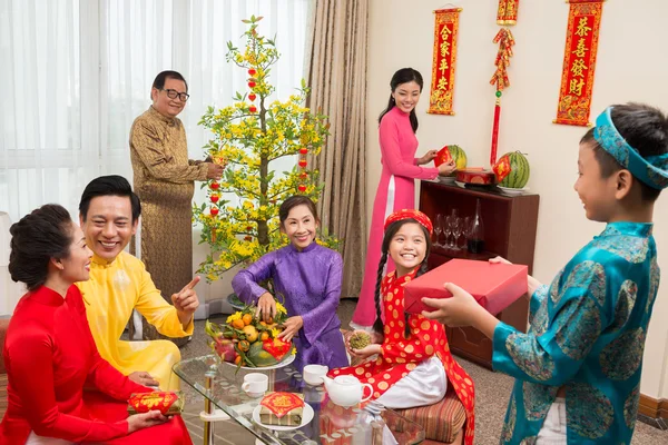Family celebrating Vietnamese New Year