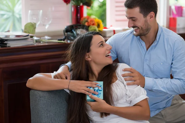 Woman surprised with a gift