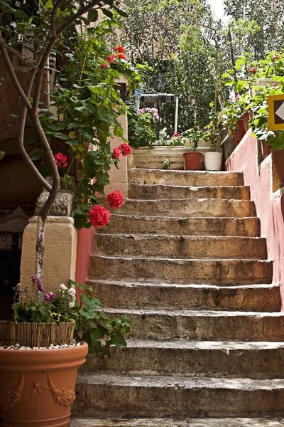 Patio steps in Mediterranean style.