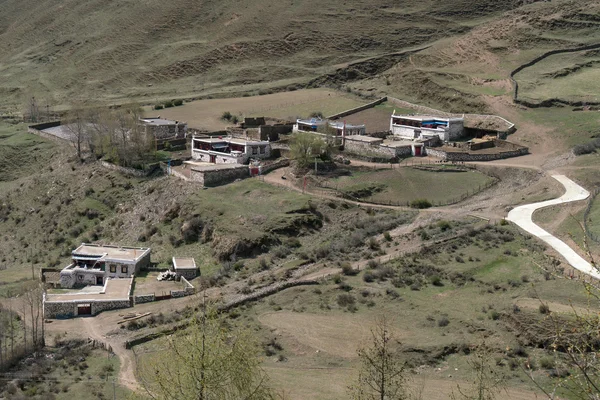 Traditional Tibetan folk residence buildings in a well preserved
