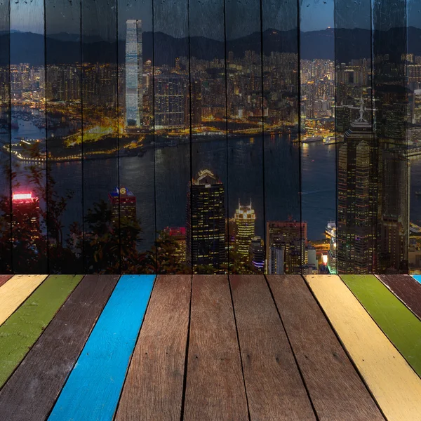 The art of painting Hongkong skyline on background