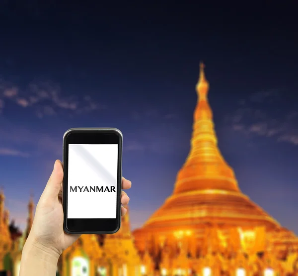 Shwedagon golden pagoda at twilight, Yangon, Myanmar. Taking pho