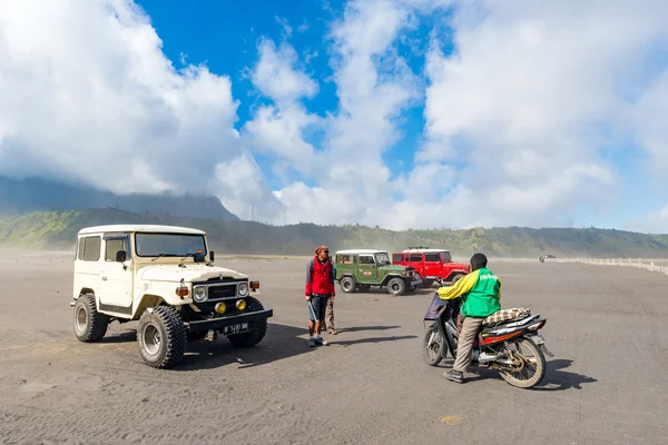 Tourists Jeep for tourist rent at Mount Bromo,The active Mount Bromo is one of the most visited tourist attractions on May 05,2013 in East Java , Indonesia.