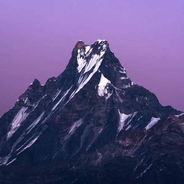 Machapuchare or Fishtail peak with moonlight at night.