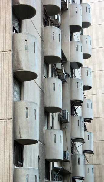 Round balconies in apartment building, Haifa, Israel