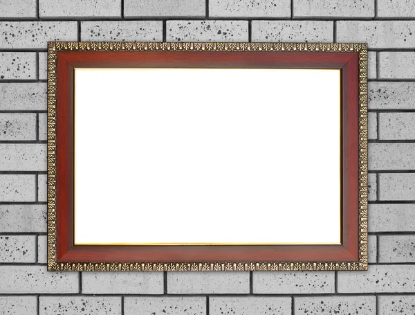 Wood frame on brick stone wall