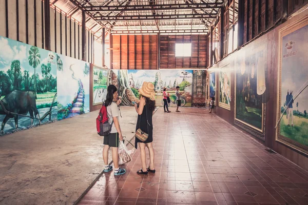 Phra Nakhon Si Ayutthaya, Thailand - April 14, 2015: Ayothaya Floating Market. Has a many visitors, both Thais and foreign visitors with varieties of Thai clothes and Thai food at Ayutthaya,Thailand