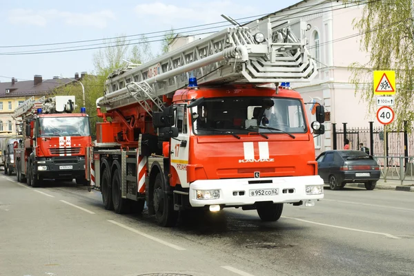 Participants of the parade of fire equipment, Russia, Ryazan