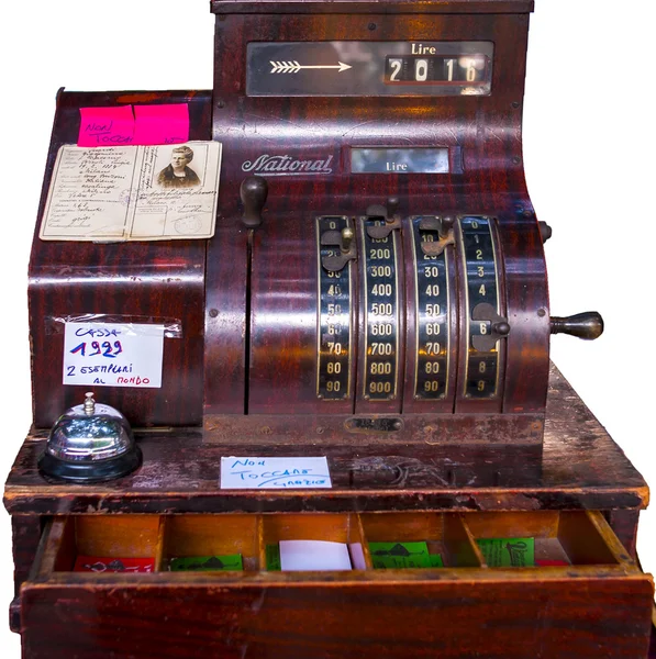 Old time cash register in a flea market