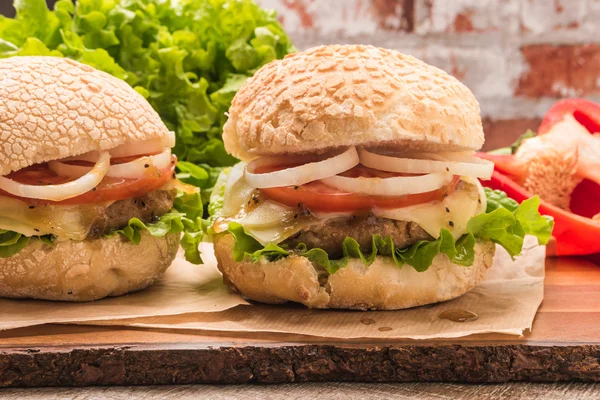 Two homemade vegetarian burgers
