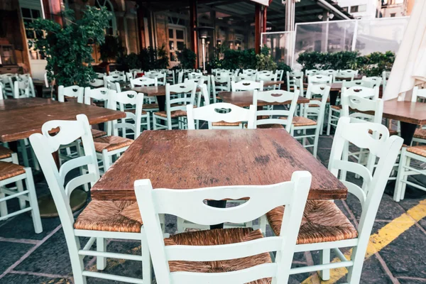 Empty greek cafe on Crete Island, Greece