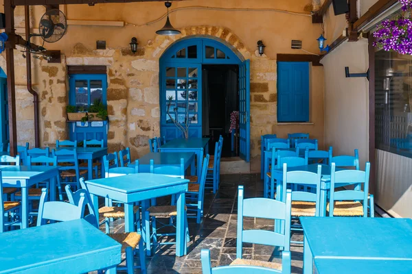 Empty greek cafe on Crete Island, Greece