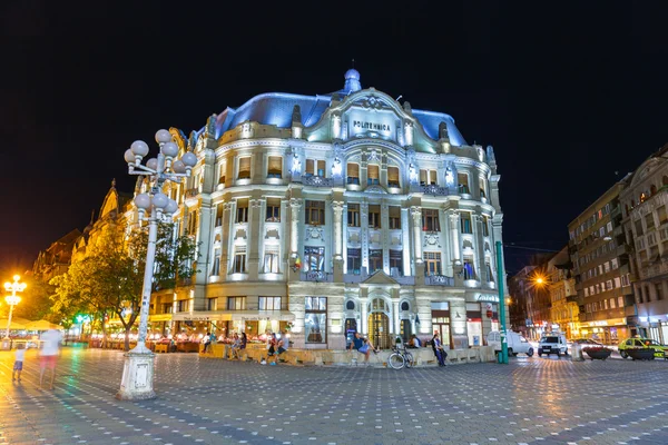 ROMANIA, TIMISOARA - JULY 22: Night view of city center in Timisoara on July 22, 2014, Romania. Timisoara is the 3rd largest city and popular tourist place.