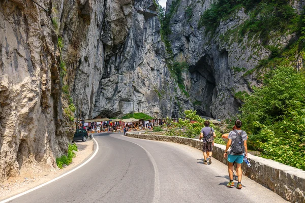 BICAZ GORGES, ROMANIA - JULY 07, 2015 : Tourists visit the Bicaz Canyon. Canyon is one of the most spectacular roads in Romania.