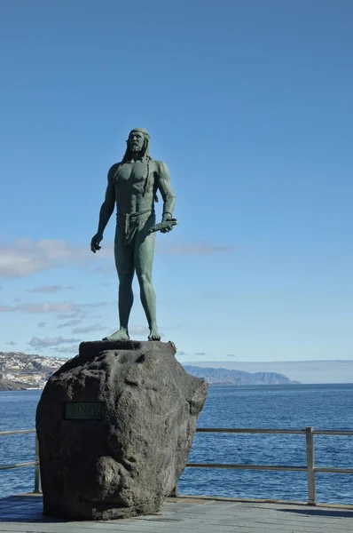 Guanche indian statue located at Plaza de la Patrona de Canarias at Candelaria, Tenerife, Canarian Island, Spain.