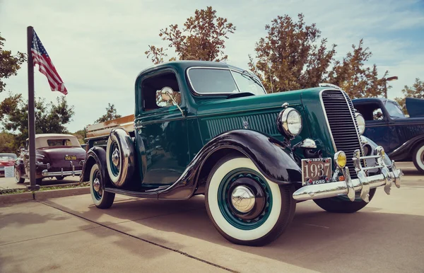 Green 1937 Ford pickup truck classic car