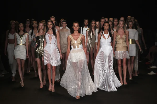 Models walk the runway finale at the Meskita fashion show