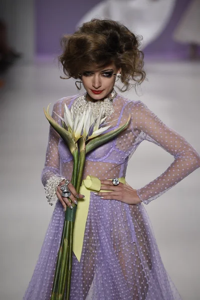 Model walks the runway at Betsey Johnson fashion show