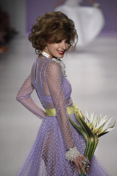 Model walks the runway at Betsey Johnson fashion show