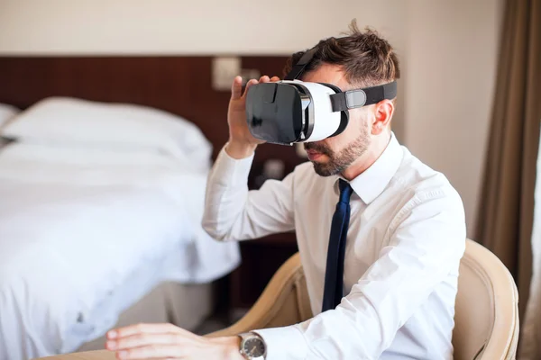 Business manager  using VR glasses