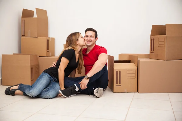 Couple moving into their first home