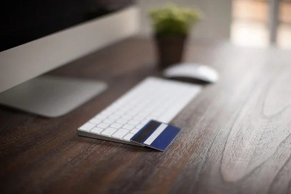 Credit card on a modern workspace