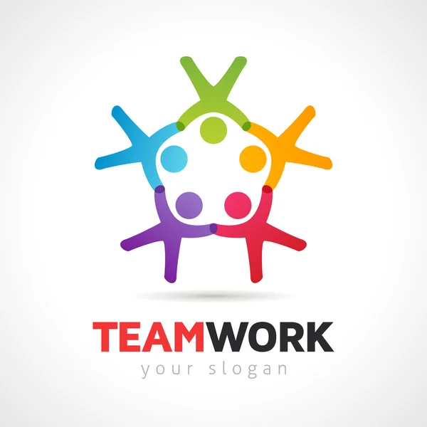 Teamwork Concept People Symbol  Vector Logo Template
