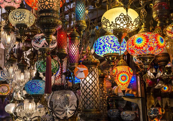 Multi-colored lamps in the Oriental style