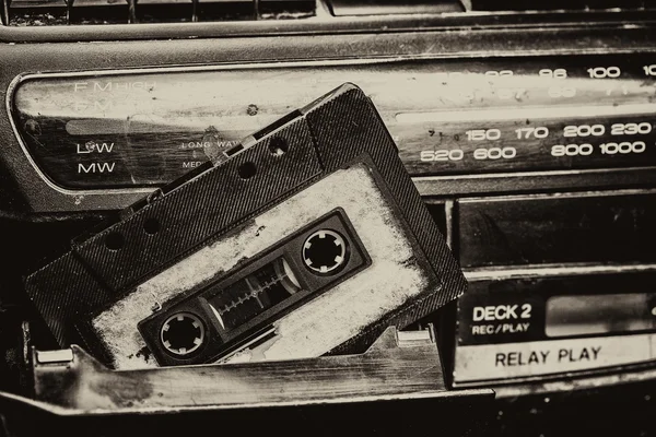 Old cassette tape and player