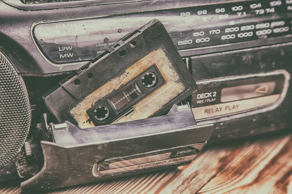 Old cassette tape and player