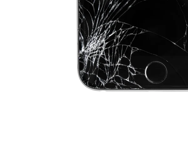 Damaged iphone on white background