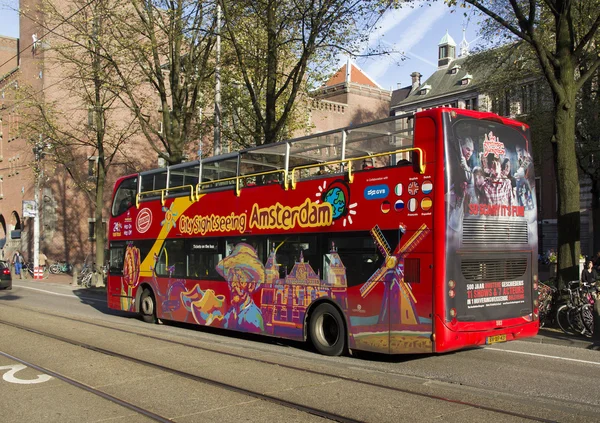 Tourist excursion bus in Amsterdam, Holland