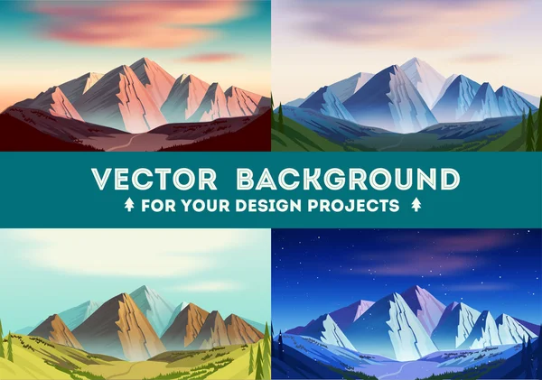 Set of landscape backgrounds with mountains