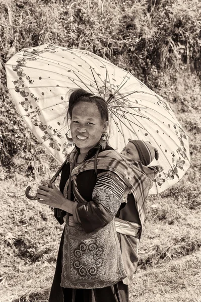 Real people in Vietnam, in black and white