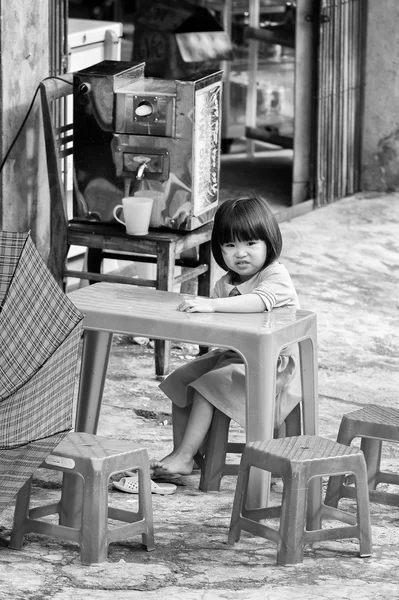 Real people in Vietnam, in black and white