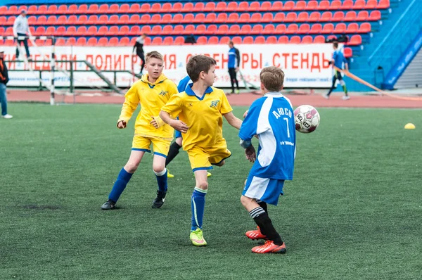 Orenburg, Russia - 1 June 2016: The boys play football