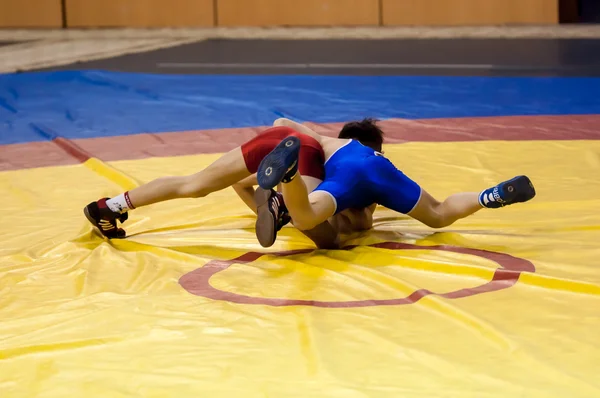 The boys compete in Greco-Roman wrestling, Orenburg, Russia