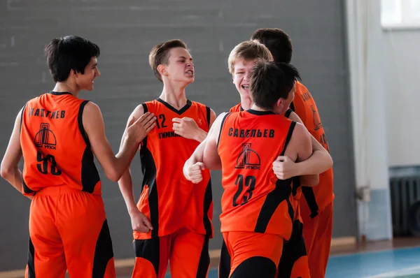 Boys play basketball, Orenburg, Russia