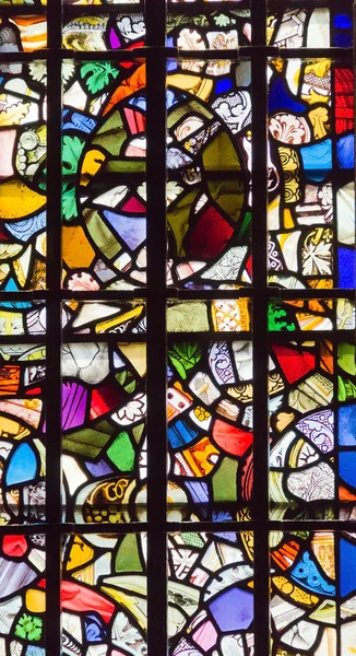 Stained glass windows in St John\'s Chapel, inside the White Tower, Tower of London. UK