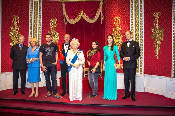 The British royal family wax figures  At Madame Tussauds Wax Museum.