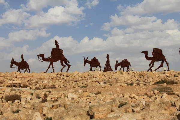 Camels caravan in the Negev desert, En Avdat National Park