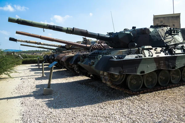Russian made tanks was captured by IDF on display at Yad La-Shiryon Armored Corps Museum at Latrun. Latrun, Israel