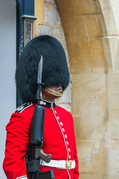 Unidentified Queen\'s Guard  stands  on duty at Windsor Castle